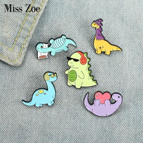 Cute Dinosaurs Enamel Pins Custom Animals Brooch Lapel Badge Bag Cartoon Jewelry Gift for Kids Friends