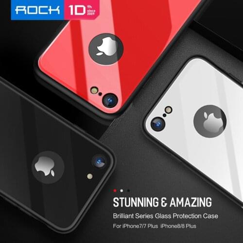 ROCK Brand Case for IPhone X 8 Plus Case Brilliant Series Glass Protection Phone Case for IPhone 7 Plus Capa on Sale ブランド чехол