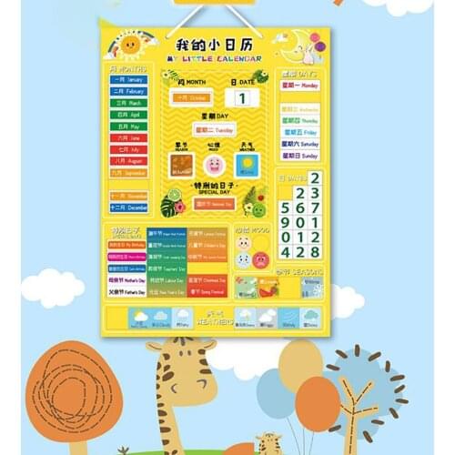 Kids Calendar Magnetic Board Preschool Educational Toy Weather Station Moods and Emotions Learning Tool Classroom for Kids Gift