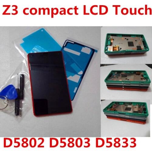 Black white For SONY Xperia Z3 Compact Display Tested For SONY Xperia Z3C D5833 LCD Touch Screen with Frame Z3mini D5803 D5802