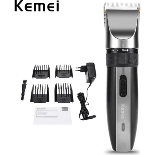 Kemei Electric Hair Clipper Trimmer Rechargeable Hair Cutter Cordless 0.8-2.0mm Adjustable Cutting Blade Haircut Low Noise