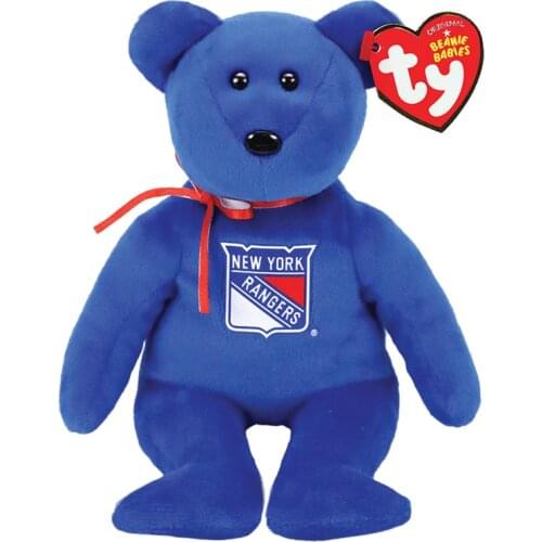 22CM Ty Beanie New York Rangers And Bright hopeful eyes Blue Bear Cute Animal Doll Birthday Gift Soft Stuffed Plush Toy Kids