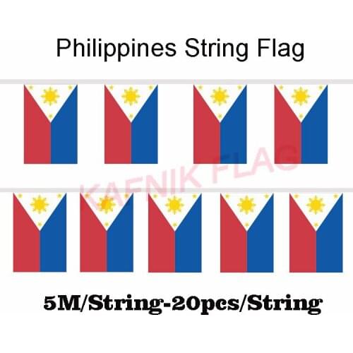 KAFNIK,5 meters 20 faces 14*21CM Philippines String Flag Banner Bar For Party Decoration/World Event Carnival Decor