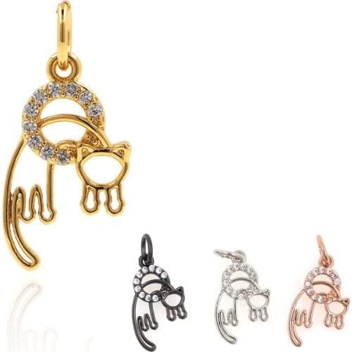 Cat Pendant Brass Animal Charm DIY Jewelry Bracelet Earring Accessories