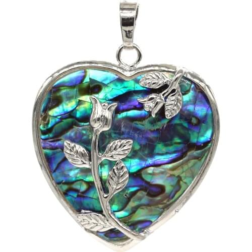 Kraft-beads Romantic Style Silver Plated Abalone Shell Love Heart Pendant For Valentines Day Jewelry