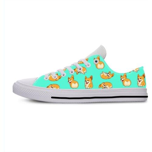 Anime Cartooon Animal Dog Corgi Cute Funny Fashion Casual Cloth Shoes Low Top Breathable Lightweight 3D Print Men Women Sneakers