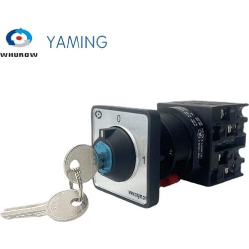 Cam Switch 2 Position ON-OFF (0-1) With Key 3 Poles 690V 20A Selector Rotary Changeover Control Circuit Motor YMW42S-20/3