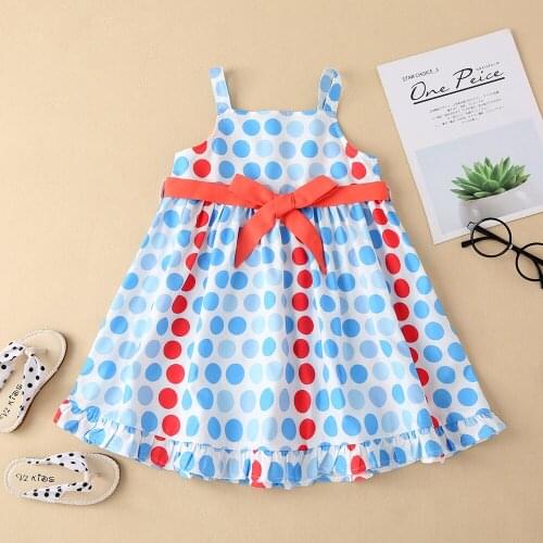 Girls summer dress, childrens polka dot pattern suspender skirt, summer fashion childrens wear