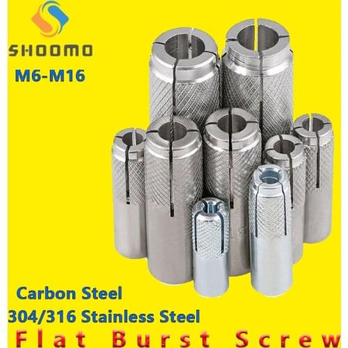 M6-M16 Galvanized Iron Expansion Screws, Expansion Bolts, Top Burst Blasting Gecko, Flat Burst Screws 316/304/ Carbon Steel