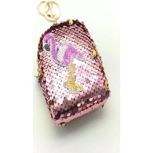 Girls Mini Zipper Bag Flamingo Sequin Sparkle Bag Purses Hangable Ornament Coin Purses 2019 New