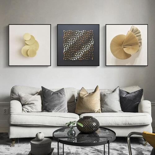 Minimalist Printed Canvas Painting Modern Art Wall Poster Abstract Gold Pattern Decoration Living Room and Bedroom Mural Artwork