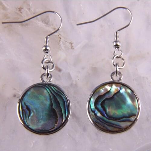 New Zealand Abalone Round Shell Earrings Fashion Jewelry T004