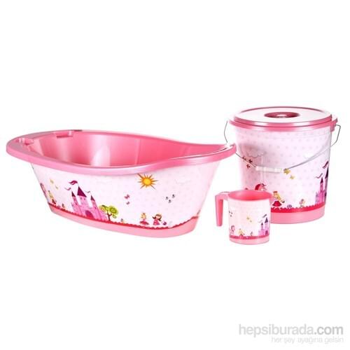3 piece Pink Baby Bathtub Set