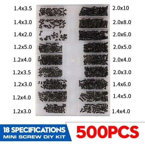 Durable 500Pcs 18 Types Mini Screw DIY Kit Laptop Computer Phone Watches Assemble Repair Flat Head Phillips Screw Fastener Set