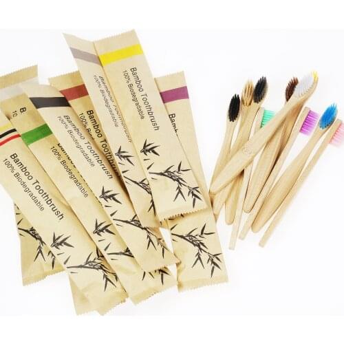 10Pcs Childrens Colorful Toothbrush Natural Bamboo Tooth Brush Set Soft Bristle Charcoal Teeth Eco Bamboo Toothbrushes Dental