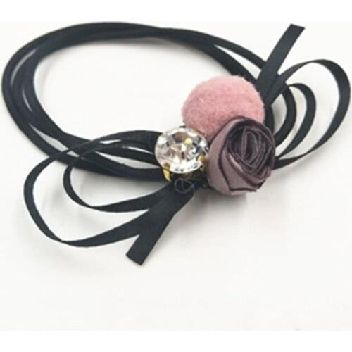 New Women Hair Accessories Elastic Fur Ball Bow Hair Band Hair Rope Pontail Hair Ties Girls Hairbands