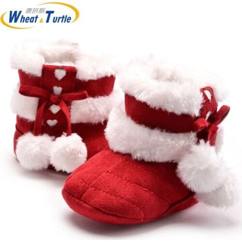 Mother Kids Baby Shoes First walkers Unisex Winter Warm Boots For Infant Baby Soft Cotton Thinken Faux Fur Boots With Plush Ball