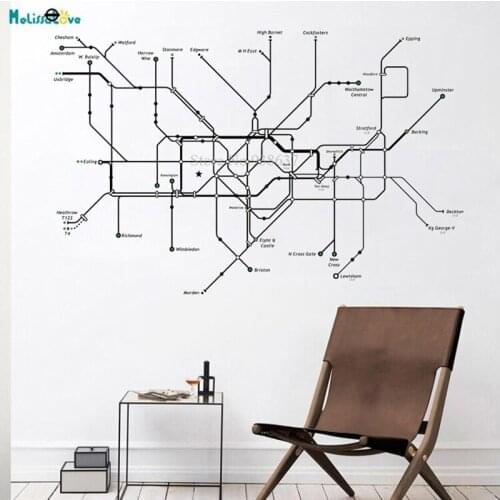 LONDON Huge Underground Tube map with dots subway lines names Home Decal Living Room Wall Stickers BA453