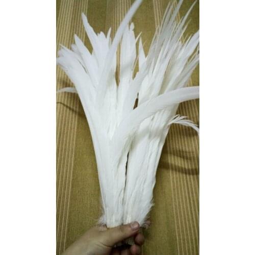 Wholesale sale perfect 500pcs high quality scare natural pure white Rooster tail feathers 16-18inch/40-45cm Decorative diy