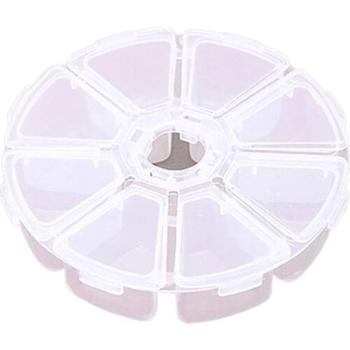 80% Hot Sale Medicine Box Round Shape Classification Storage 8 Grids Classification Bead Organizer for Traveling