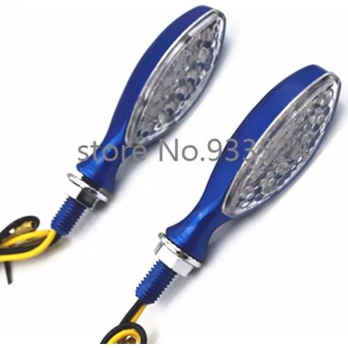 Pair Motorcycle Blue LED Turn Signal Indicator Lights Cruiser Chopper Cafe Racer ld School Bobber Touring Dirt bike