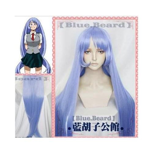 Anime My Hero Academia Nejire Hado Hadou Cosplay Wig 110cm Long Blue Straight Heat Resistant Synthetic Hair Wig + Wig Cap
