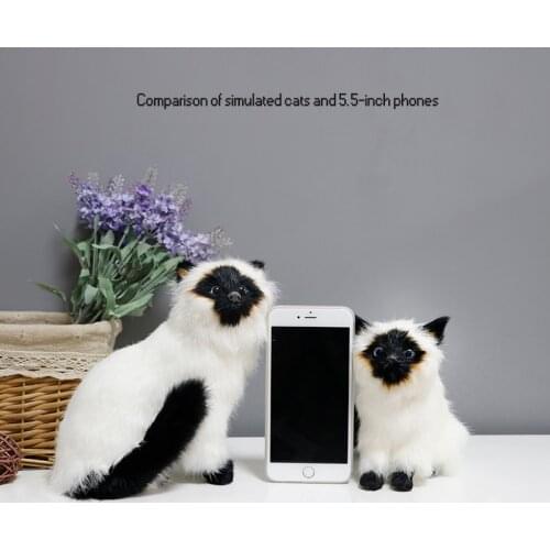 Plush Toys Leather Hair Simulation Siamese Cat Animal Home Creative Decoration Pet Cute Kitty Model Photography Shooting Birthda