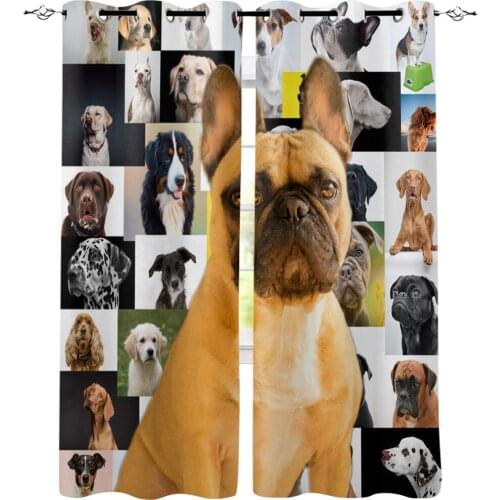Dog Portrait Bulldog Window Curtain Home Decor Curtains for Living Room Bedroom Kitchen Door Curtain