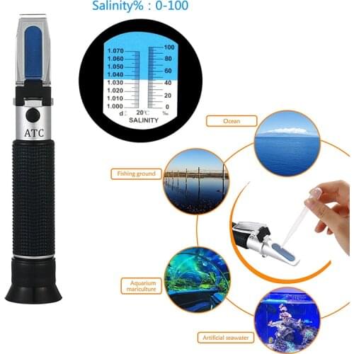 Salinity Refractometer 0-10% 1.000-1.070SG Optical Salinity Meter Salometer for Seawater Marine Aquaculture Food Salt Tester