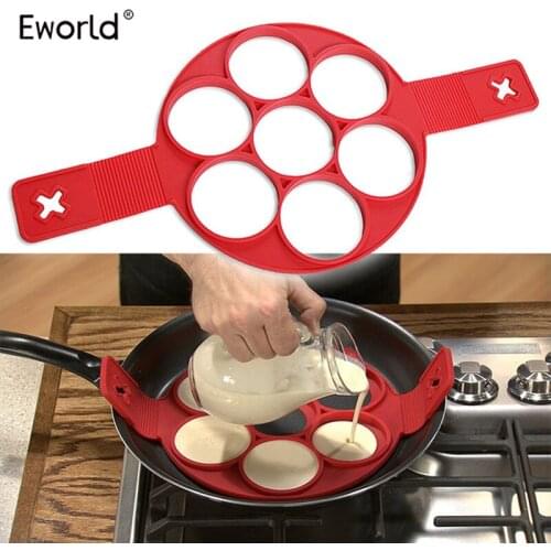 Eworld Egg Pan Flip Breakfast Maker Silicone Non Stick Pancakes Cooking Tool Cheese Cooker Eggs Mold Kitchen Baking Accessories