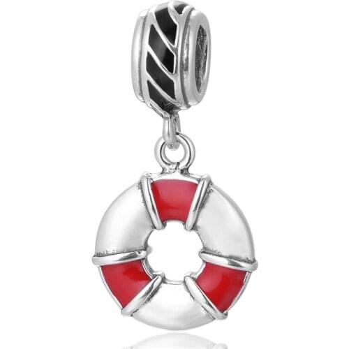 Sterling-Silver-Jewelry Red Enamel Round Charms Pendant Bracelet Necklace Stylish Style 2016 New Beads & Jewelry Making S429