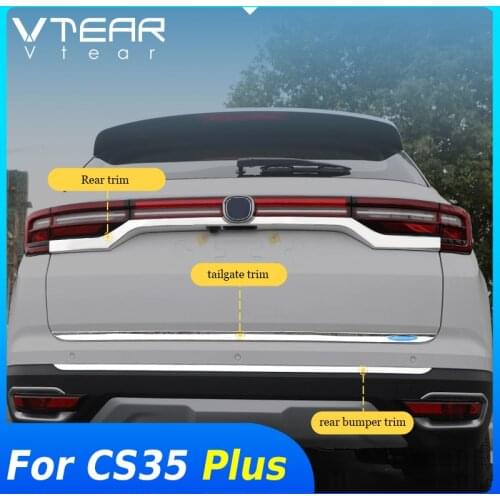 Vtear For Changan CS35 Plus rear door trim decoration rear trunk cover Car exterior frame accessories chrome styling parts 2020