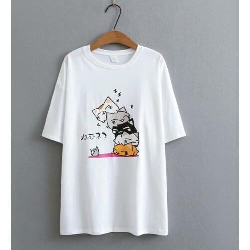 Plus size short sleeve cotton cartoon print women loose Tshirts 2021 new summer casual ladies soft t shirts female tops t-shirts