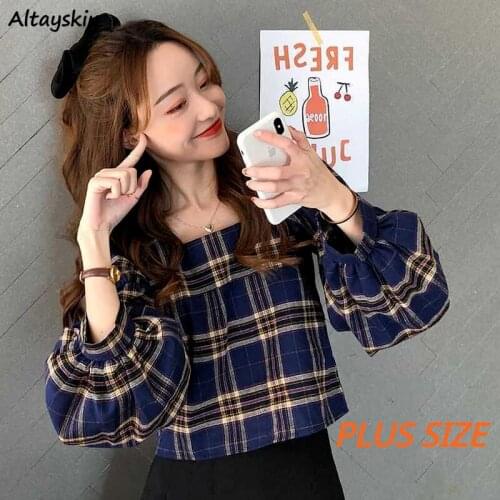 Plaid Shirts Women Pleat Lace-up Korean Style Chic Trendy Slim Popular Elegant All-match Ulzzang Female Crop Top Leisure Spring