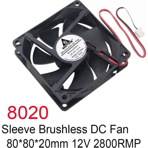 10 Pcs Gdstime DC 12V Brushless Motor Cooling 80mm x 20mm 8020 8cm PC Computer Case CPU VGA Cooler 80*80*20mm axial cooling fan