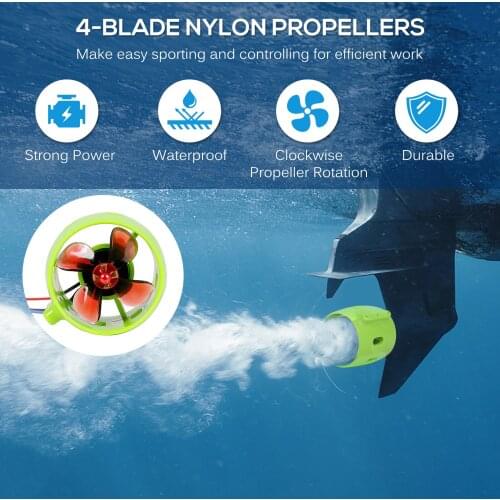 1000KV Underwater Brushless Motor Clockwise with 4-Blade Propellers 12-24V Electric Motor Drive Engine for RC Bait Boat