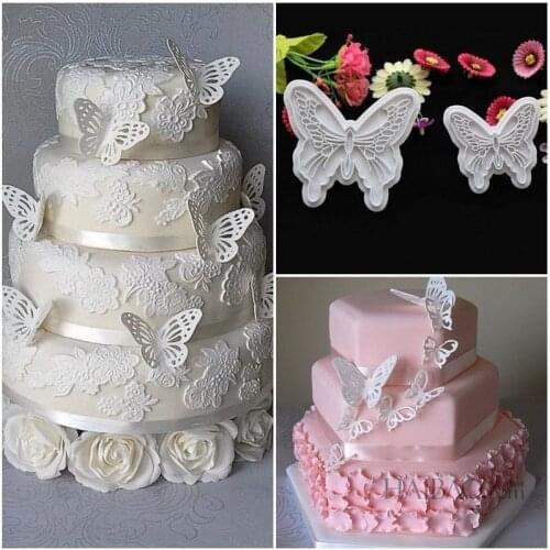 2pcs DIY Butterfly Cutters Mold Cake Fondant Sugarcraft Cookie Decorating Tool Cake Mold Chocolate Fudge Tool Cookie Decorating