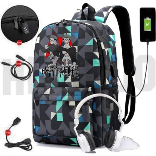 2021 Jujutsu Kaisen Yuji Itadori Usb Charging Backpack Women TravelBag Student Kawaii Schoolbags Mochila Children Bookbag Laptop
