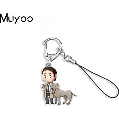 2021 New Arrival Supernatural TV Show Characters Sam Dean with Dogs Epoxy Resin Acrylic Handcraft Key Chain Keychains