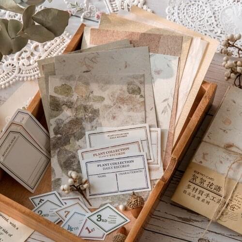30Pcs/Lot Tea Stains Poetry Flower Mix Material Paper Junk Journal Planner Scrapbooking Vintage Decorative DIY Craft Paper
