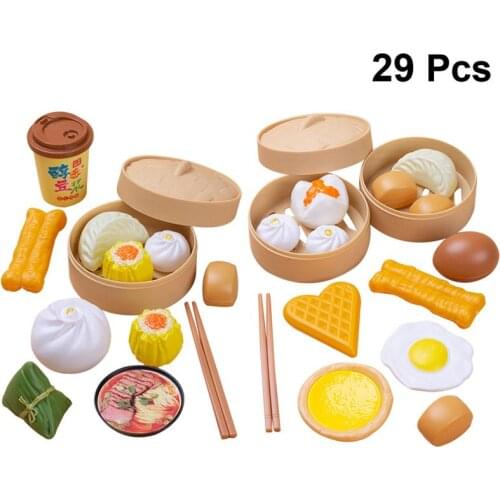 46pcs/1 Set Creative Kid Cooking Toys Funny Fake Steamed Buns Steamer Toys Kitchen Toys for Girl Boy (Colorful)