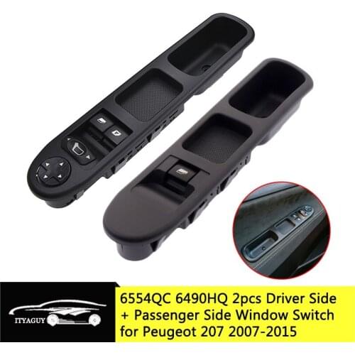 6554QC 6490HQ 2PCS Front Left Hand Driver + Passenger Side Electric Power Window Control Switch for Peugeot 207 2007-2015 6554HJ