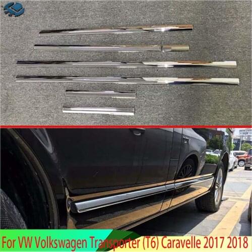 For VW Volkswagen Transporter (T6) Caravelle 2017 2018 ABS Chrome Side Door Line Garnish Body Trim