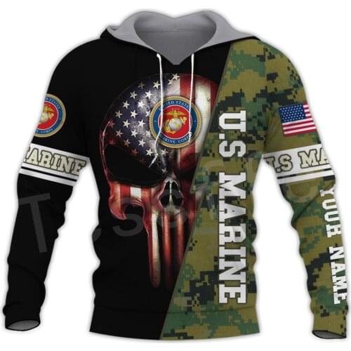Tessffel America Military Marine Policeman Camo Pullover Soldier Army NewFashion Sweatshirt 3DPrint Casual Hoodies Men/Women D-7