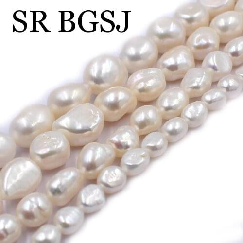Free Ship 5-6mm 7-8mm 9-10mm 10-11mm DIY Jewelry White Baroque Potato Natural Freshwater Pearl Beads Strand 14inch
