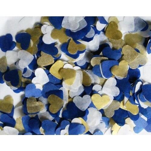 Freeship vintage 1kg 0.5k heart blue gold white biodegradable tissue paper confetti wedding birthday baby show party table decor