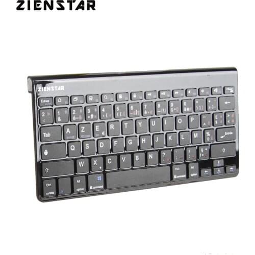Zienstar Shinny Black AZERTY French Letter Slim Wireless Keyboard Bluetooth For Ipad Iphone Macbook PC Computer Android Tablet