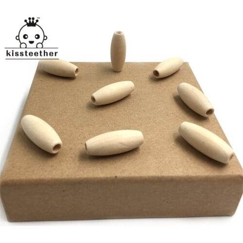 25mm * 10mm (0.98 '' * 0.39 '') Wooden Teether Ecofriendly Rice Beads Ball Stripe Shaped DIY Accessories Beading Nursing Toy