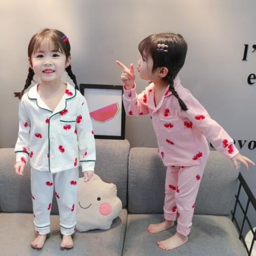 Kids Pajamas Girls Sleepwear Heart Print Costume Long Sleeve Autumn Cotton Nightwear 2PCS Baby Pajamas Unisex Kids Clothing Sets