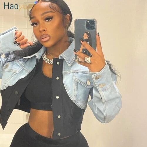 Женские синие куртки HAOYUAN China At AliExpress